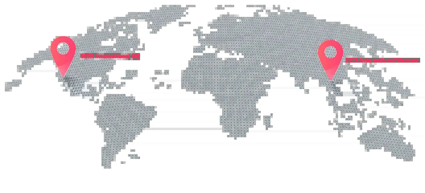 World map with SETA locations
